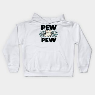 Pew Pew Funny Cat with Gun Kids Hoodie